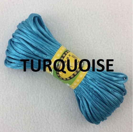 Cord Silky Satin Kumihimo Braiding Rattail Macrame 2mm Thick 5/10/20 Meter - Turquoise