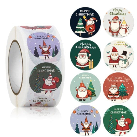 Christmas Stickers Labels Seals Gift Craft Xmas Card Making Festive Label 25mm - Design 9