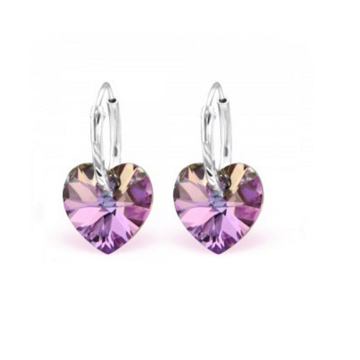 925 Sterling Silver Crystal Hoop Heart Earrings Choice of Colours - Vitrail Light