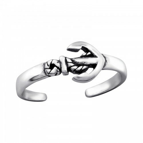 925 Sterling Silver Adjustable Midi Ring Finger Stackable Toe Ring Jewellery #2 - Anchor