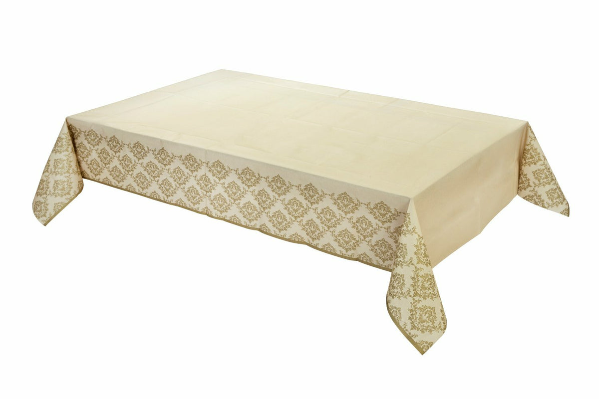 Christmas Table Cover or Runner Botanical Holly Festive Glitter Damask - Damask Gold Table cover