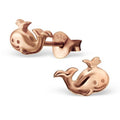 925 Sterling Silver & Rose Gold Whale Stud Earrings 7x4mm & Gift Box #8