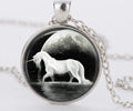 Unicorn Cameo Glass Cabochon Pendant Necklace 'Luna Unicorn of the Night'