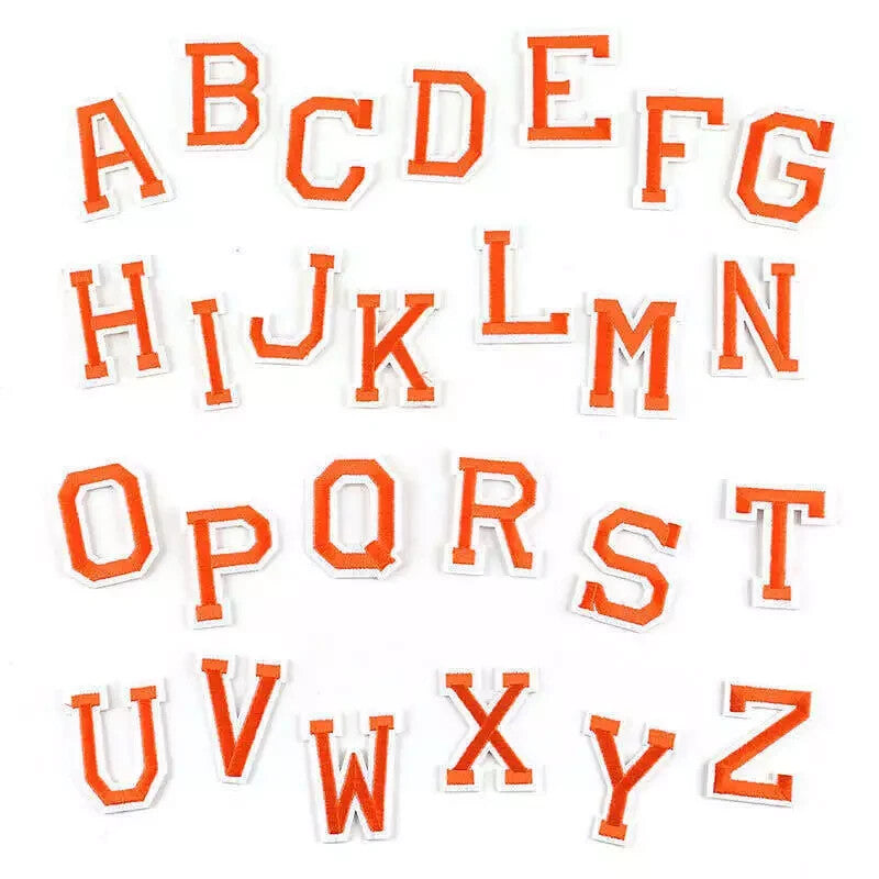 26 x Alphabet English Letters Set Embroidered Patches Iron On Full Set patch - Dark Orange