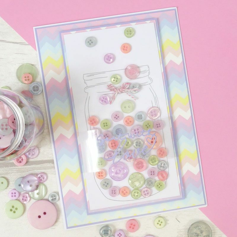 Jar of Buttons Assortment Button Button It! Craft Scrapbook Cardmaking Hunkydory