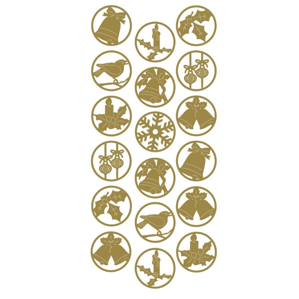 Merry Christmas Happy Christmas Peel Off Sticker Card Making Craft Stickers - Symbols Gold (168200)