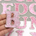 3D Rhinestone Pink Glitter Letter Patch Iron on Alphabet Patches 5cm
