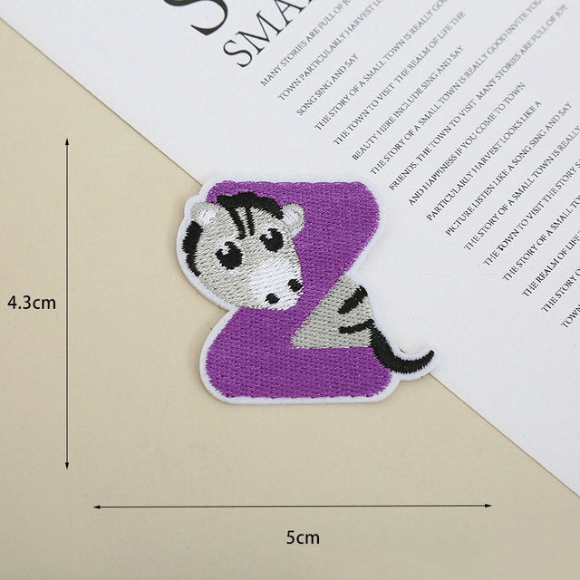 Kids Cartoon Letter Patch Iron on Alphabet Letters Embroidery Customise Animals