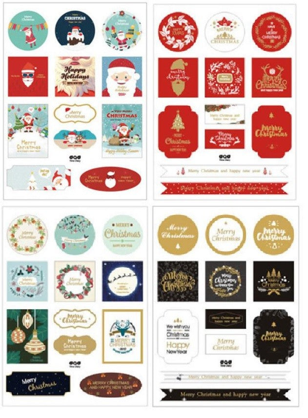 Christmas Gift Seal Stickers Merry Christmas Happy New Year Mix of Designs