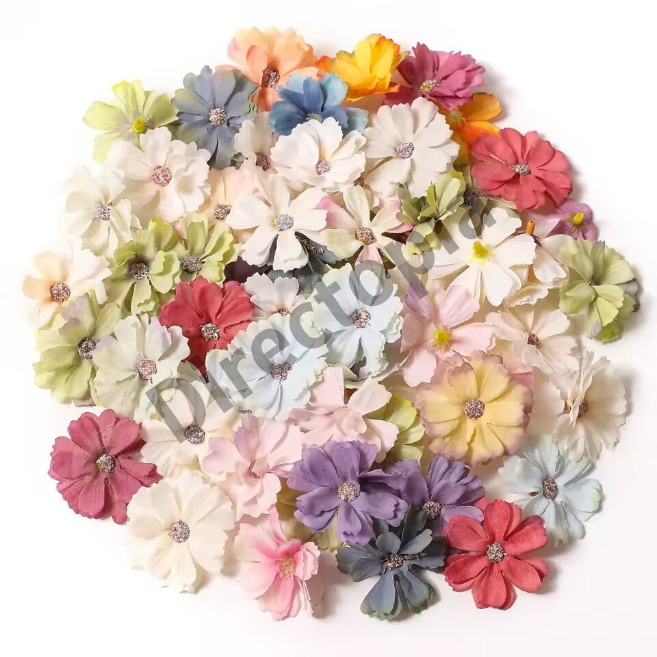 Daisy Blossom Flower Heads Synthetic Flowers Faux Silk Home Wedding Craft 4.5cm