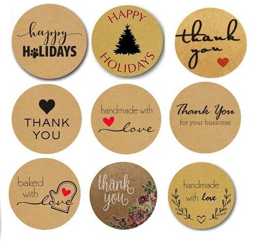Round Sticky Labels Thank You Christmas Gift Craft Stickers Label Seals 2.5cm