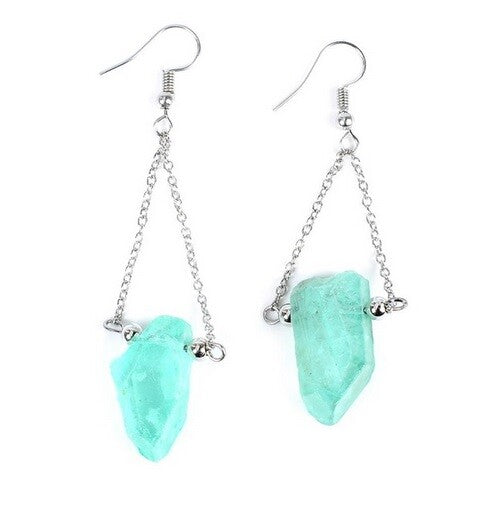 Quartz Crystal Druzy Drop Earrings Chakra Energy Spiritual Boho & Gift Bag - 5