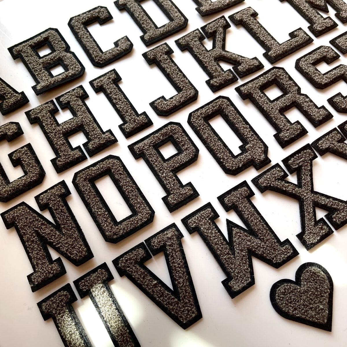 3D Grey Varsity Chenille Patch Letter Patches Iron Sew on Alphabet 5cm