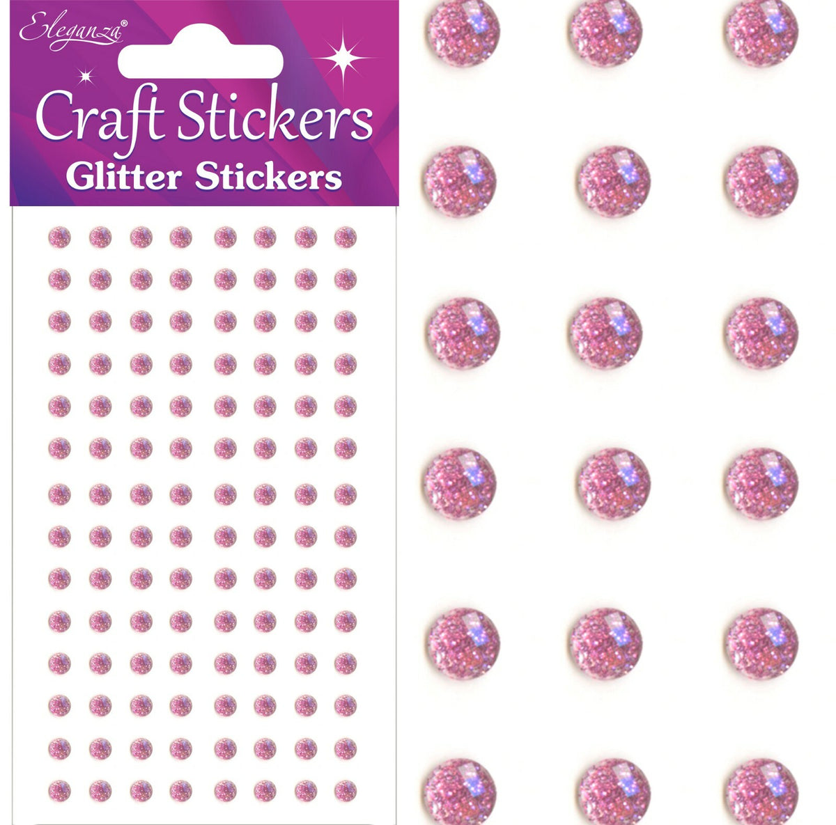 3D Stickers Craft Pearl Dots Sparkly Glitter Gem Craft Card Making Self Adhesive - 4mm - Light Pink