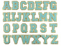 3D Coloured & Gold Chenille Patch Letter Patches Iron on Alphabet 6.5cm / 65mm - Blue