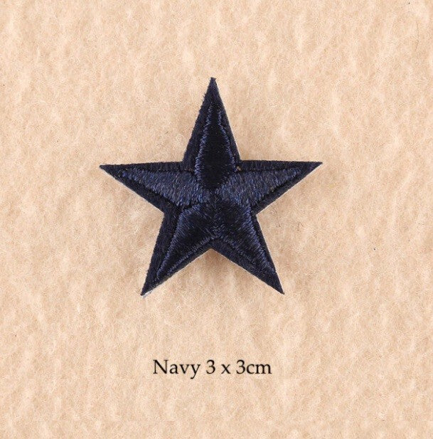 2 Navy Blue Star Patches Iron On Sew On Stars Patch Embroidered Applique Badges