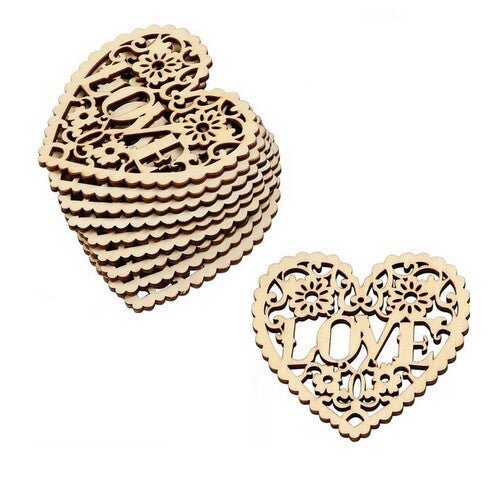 Wooden Heart Shape Love With String Embellishment Craft Wedding Vintage Gift Tag