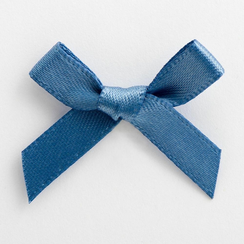 3cm Satin Bows 6mm Bow Pre Tied Ribbon Sewing Crafts Wedding Cards Scrapbook - Smoke Blue