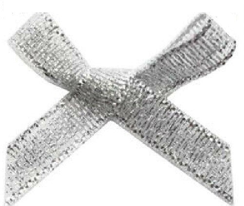 3cm Lurex Bow 6mm Metallic Bows Pre Tied Ribbon Sewing Crafts Wedding Cards - Silver