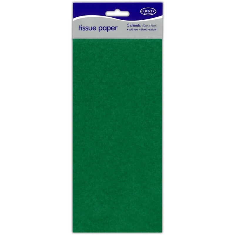 Large 5 Sheets Tissue Paper High Quality Acid Free 50cm x 75cm Craft Wrap Gift - Dark Green