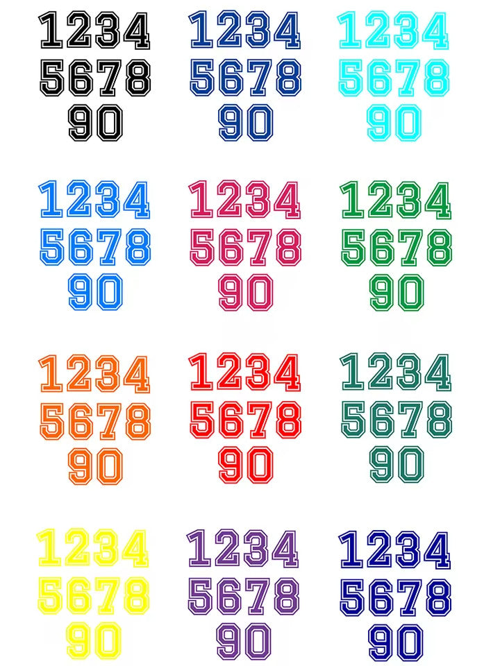 7cm tall Varsity Number Transfer Patches Numbers Transfers Customise Clothing
