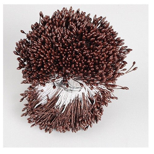 Artificial Flower Stamen Double Head Eco Friendly Floral Craft Wedding 1mm 250pc - 15. Brown