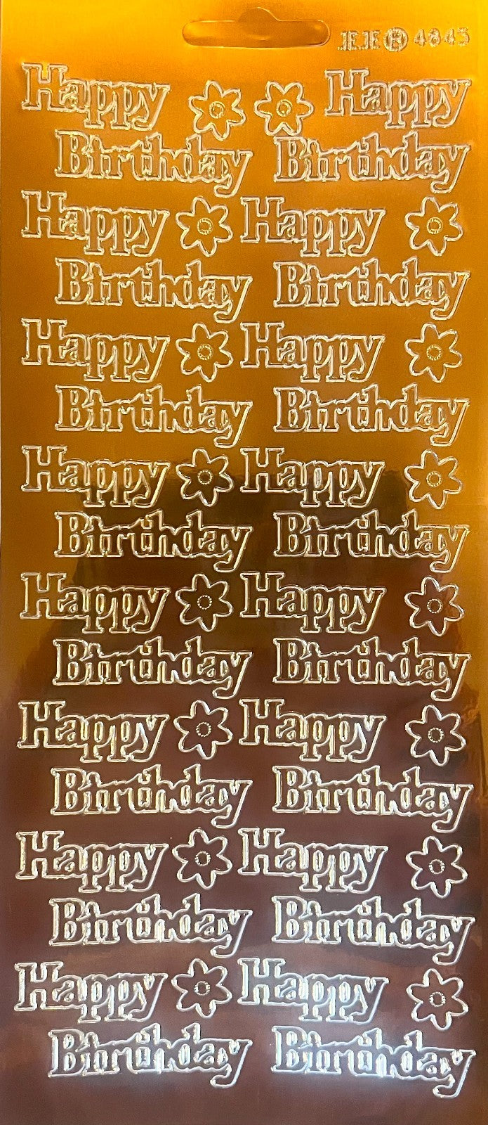 Happy Birthday Mirror Shine Peel Off Sticker Card Making Craft Stickers - Copper
