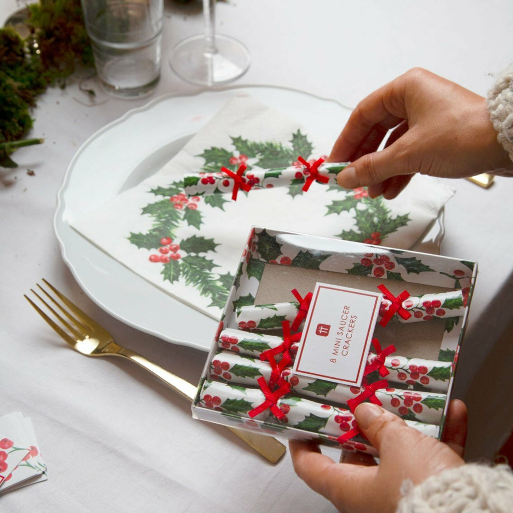 Christmas Crackers & Festive Saucer Crackers Botanical Holly Nutcracker Cracker