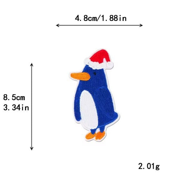 Christmas Tree Reindeer Snowflake Candy Patch Iron on Patches Customise Clothes - Penguin