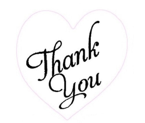 Heart Labels 'Thank You' White Heart Gift Craft Stickers Label Seals 2.5cm