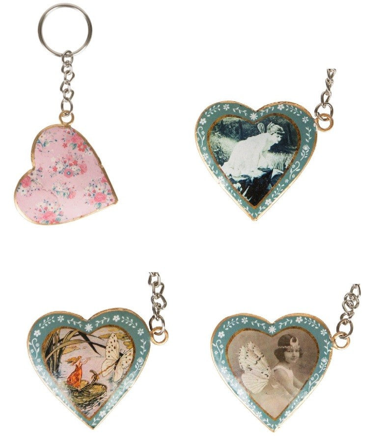 Vintage Floral Heart Victorian Fairy Keyring Various Designs Key Ring