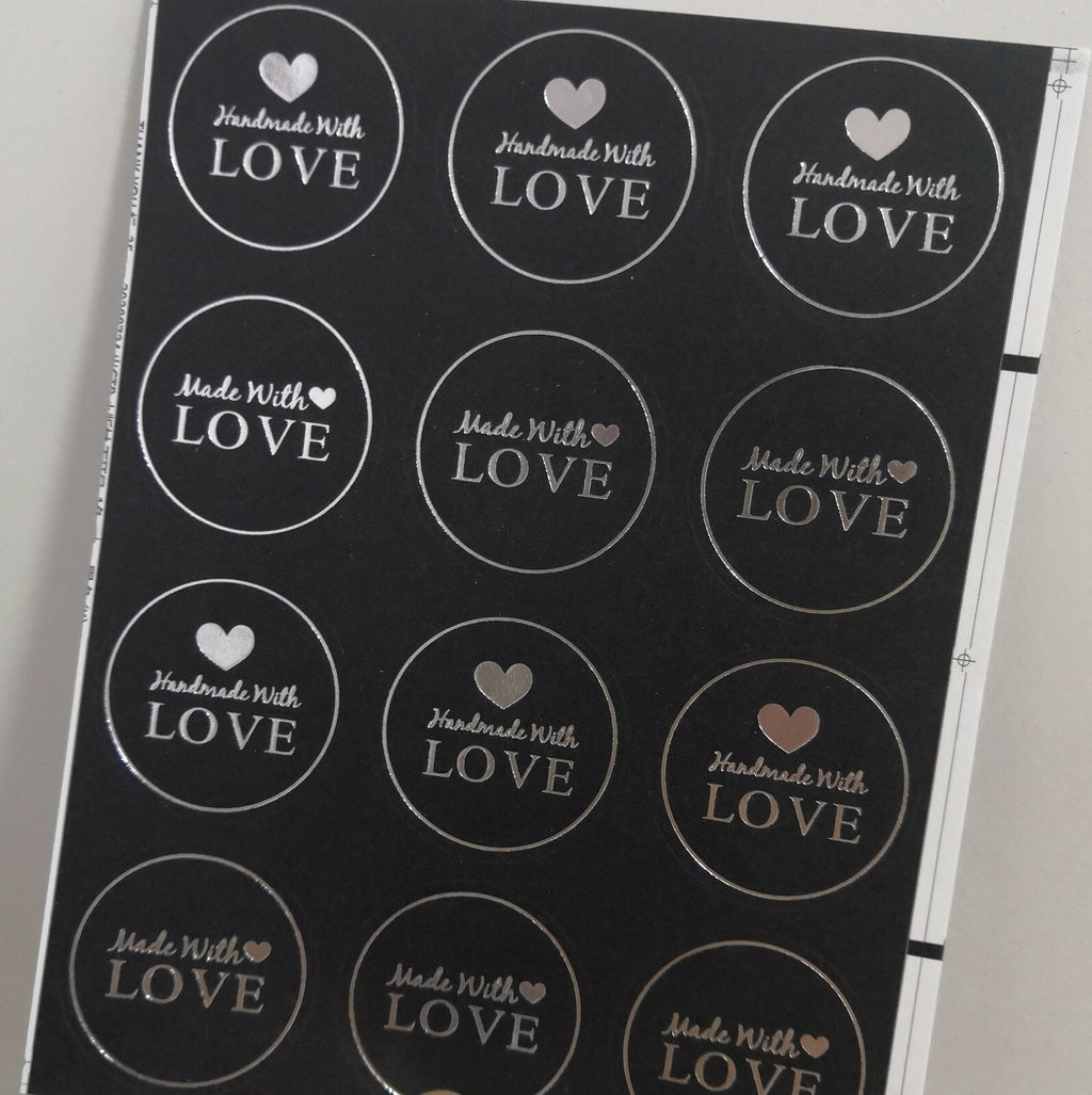 Round Labels Hand made with love Mixed Gift Craft Stickers Thank You Sticker