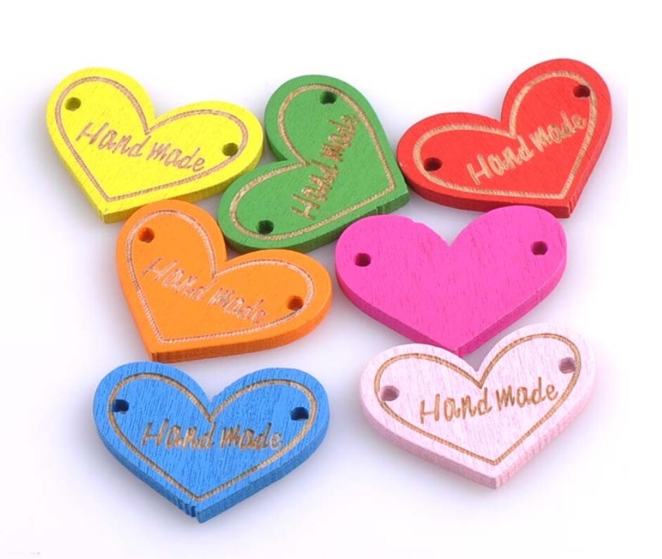Wooden Handmade Tag Sew Glue Craft Wood Garment Label Tags Hand Made 2.3x3cm
