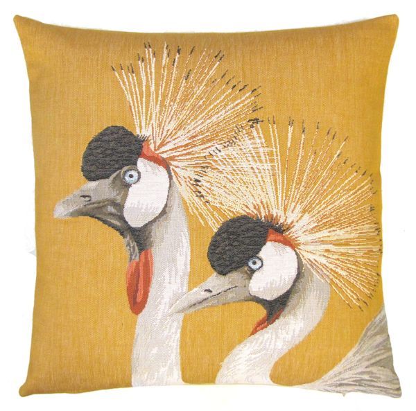 Tropical Birds Crane Pelican Hoopoe Tapestry Cushion Covers 19" x 19" - Crane