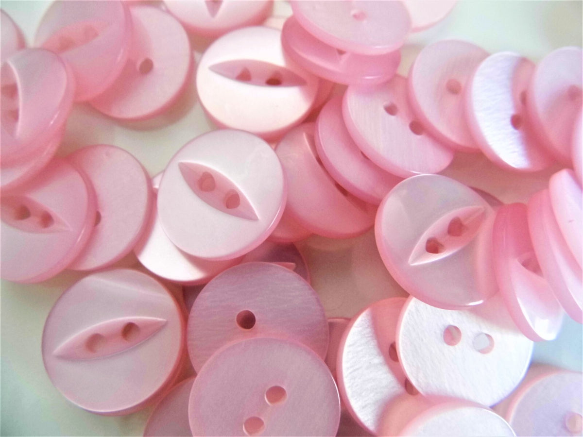 Fish Eye Buttons - 27 Colours 11.5mm 14mm 16mm 19mm - Eyed Buttons Baby Buttons - Baby Pink