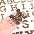Champagne Gold Rhinestone Letter Patch Patches Glue Iron Sew on Alphabet Crystal