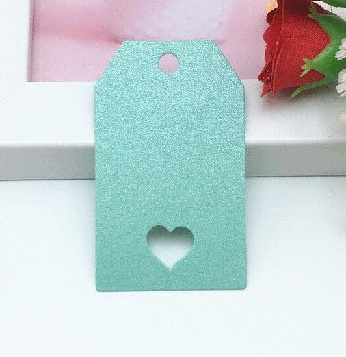 Craft Paper Tags Hollow Love Heart Craft Gift Food Wedding Price Gift Tag 5x3cm - Green