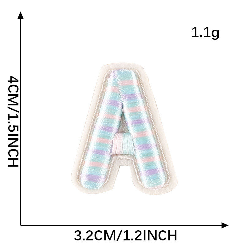 3D Blue Pink Purple Letter Patch Patches Iron on Sew on Alphabet Letters 4cm