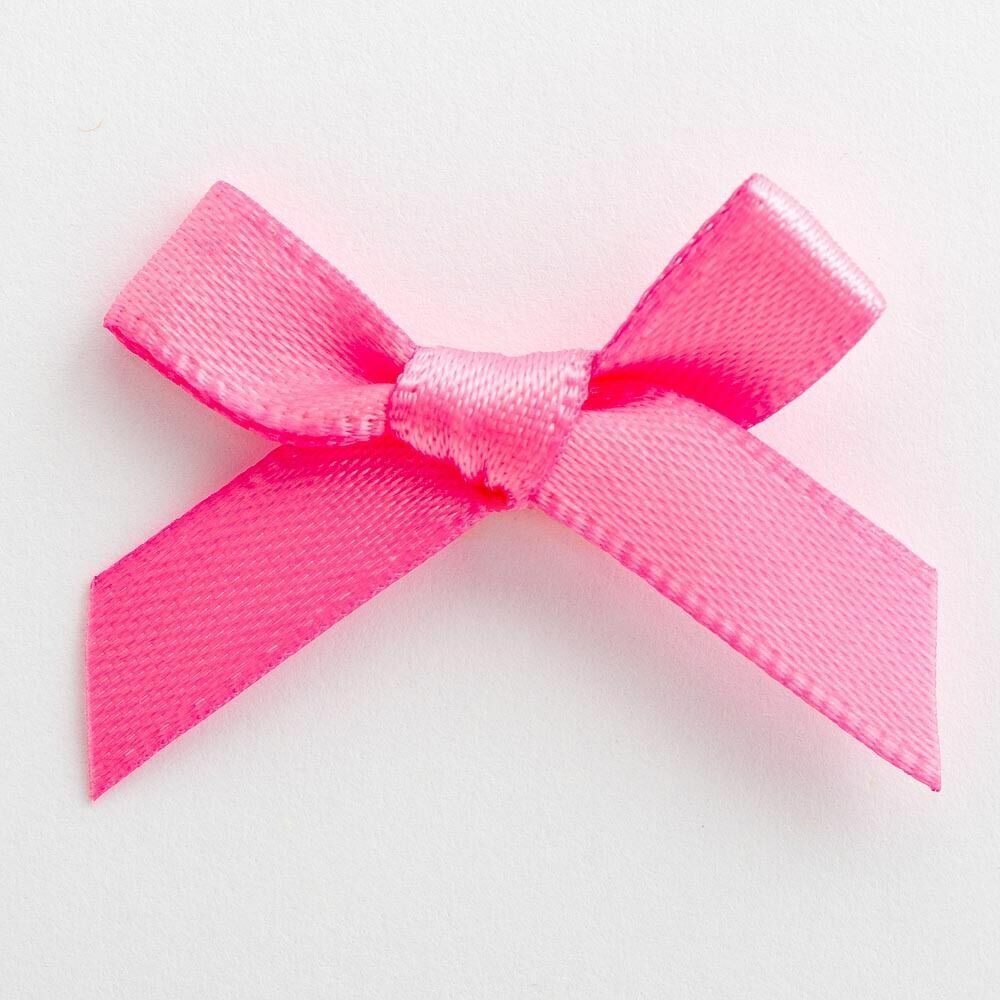 3cm Satin Bows 6mm Bow Pre Tied Ribbon Sewing Crafts Wedding Cards Scrapbook - Hot Pink