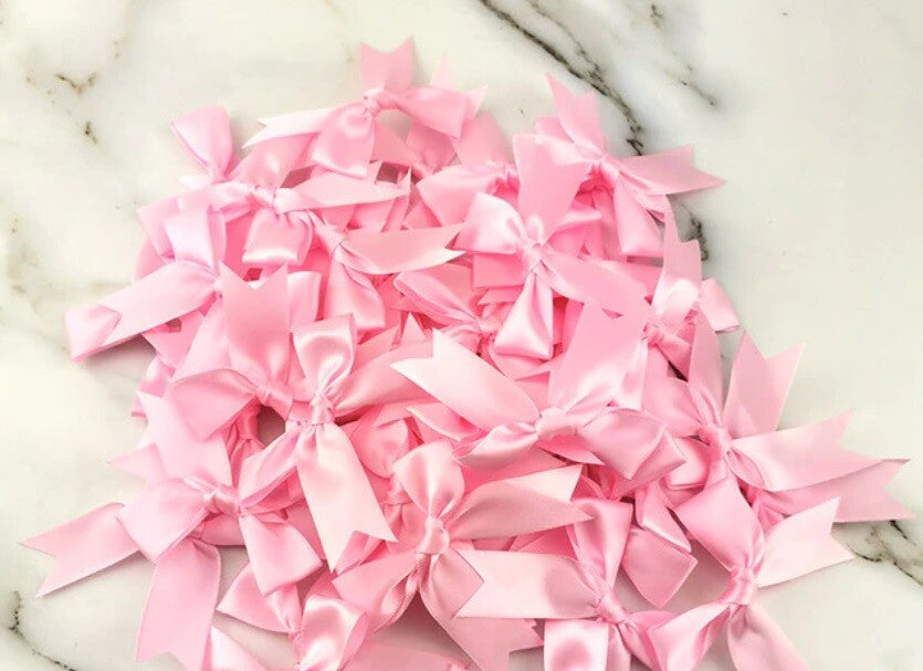 8.5cm Satin Bows 25mm Pre Tied Ribbon Sewing Crafts Wedding Cards Scrapbook