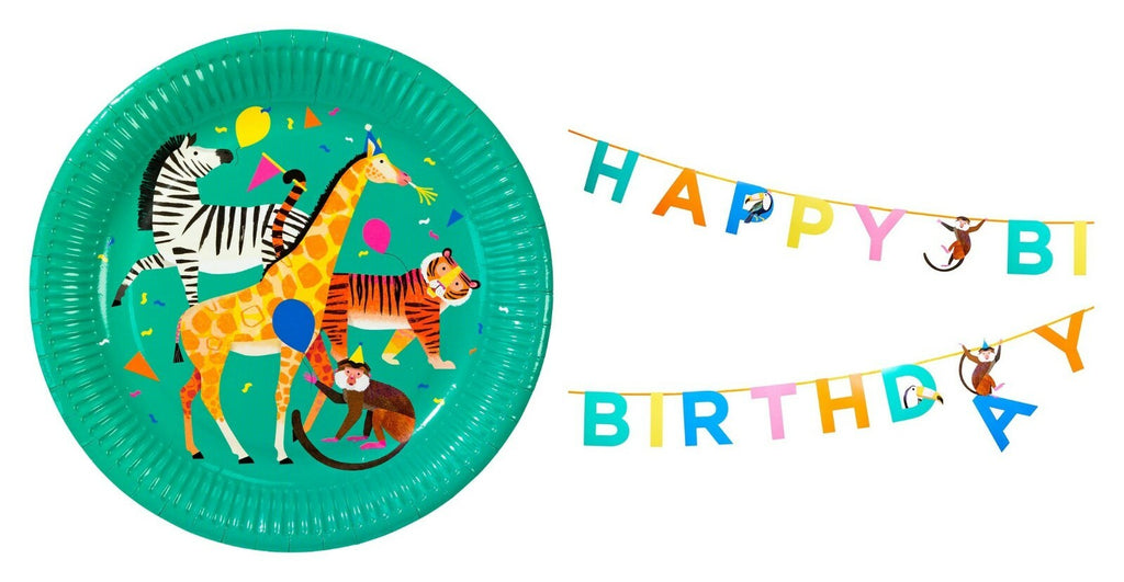 Party Animals Napkins Plates Tiger Giraffe Kids Party Jungle Table Decorations