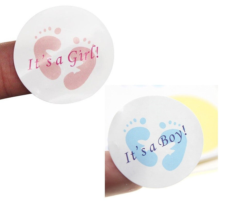 Baby Shower Sticker Boy Girl Gift Present Seal Stickers Gender Reveal Labels 3cm