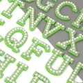 Green & Pearl Rhinestone Letter Patch Patches Glue on Sew on Alphabet Crystal