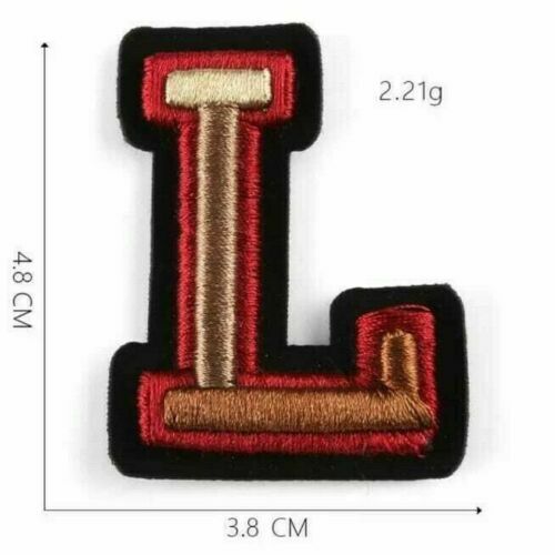 3D Varsity Letter Patch Patches Sew On Embroidered Customise Clothing Alphabet - L