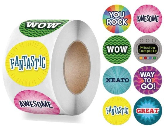 Kids Reward Stickers Labels Well Done Children's School Teachers & Nursery 25mm - Design 17