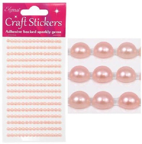 3D Stickers Pearl Dots Sparkly Glitter Gem Card Craft Wedding Self Adhesive - 4mm Pink (240 gems)