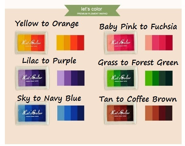 Ink Pad Multi Gradient Colours Set Craft Card Making Inkpad Rubber Stamp - Grass to Forest Green