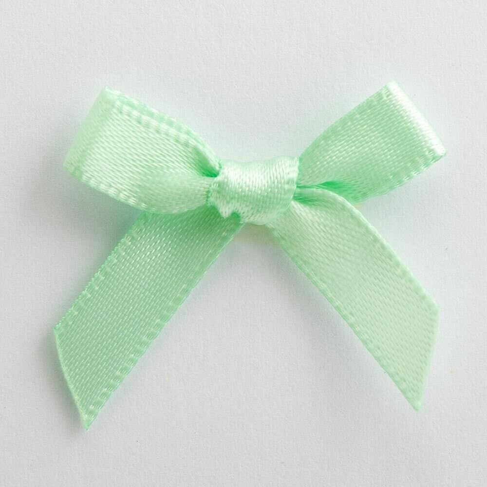 3cm Satin Bows 6mm Bow Pre Tied Ribbon Sewing Crafts Wedding Cards Scrapbook - Mint Green