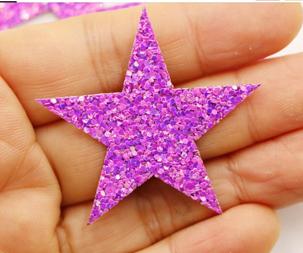 Glitter Star Patch Applique Customise Clothing Costume Patches 4.5cm Diameter