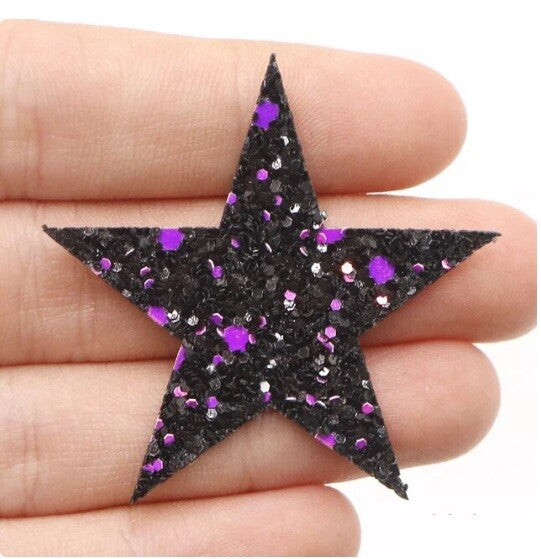 Glitter Star Patch Applique Customise Clothing Costume Patches 4.5cm Diameter - 6